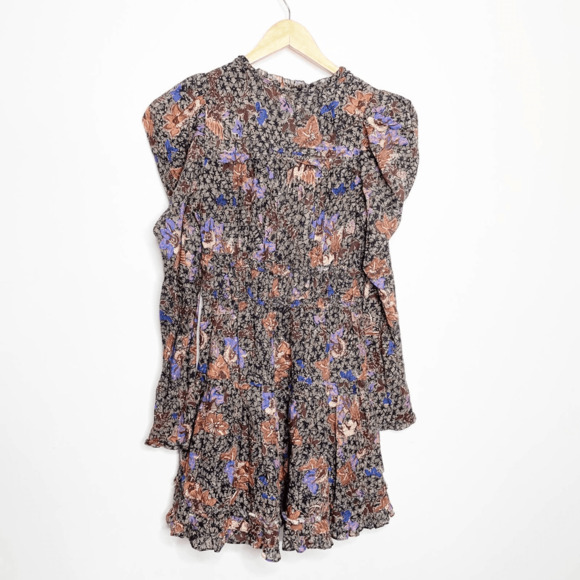 ULLA JOHNSON Julie Dress Jet Floral Long Sleeve Puff Shoulders Cotton womens 4 - Picture 9 of 12